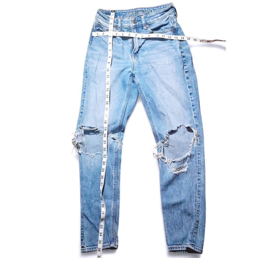 American Eagle Outfitters Mom Jeans Ripped Distressed Denim Women's Size 00 - Picture 4 of 9